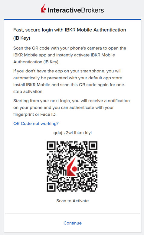 Image of the IB Key QR code in portal login menu.
